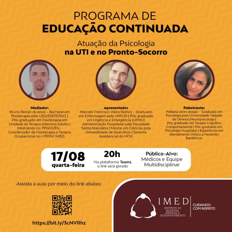 IMED realiza Webinar sobre Atuação da Psicologia na UTI e no Pronto-Socorro