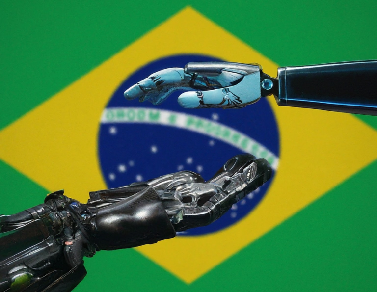 Brasil VS Inteligência Artificial IA. Imagem: Gemini/ Olhar Digital