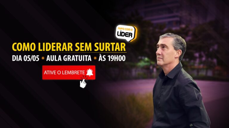 Participe da live "Como Liderar sem Surtar" com Flávio Lettieri, que compartilhará estratégias para manter a saúde mental e a eficiência no trabalho.